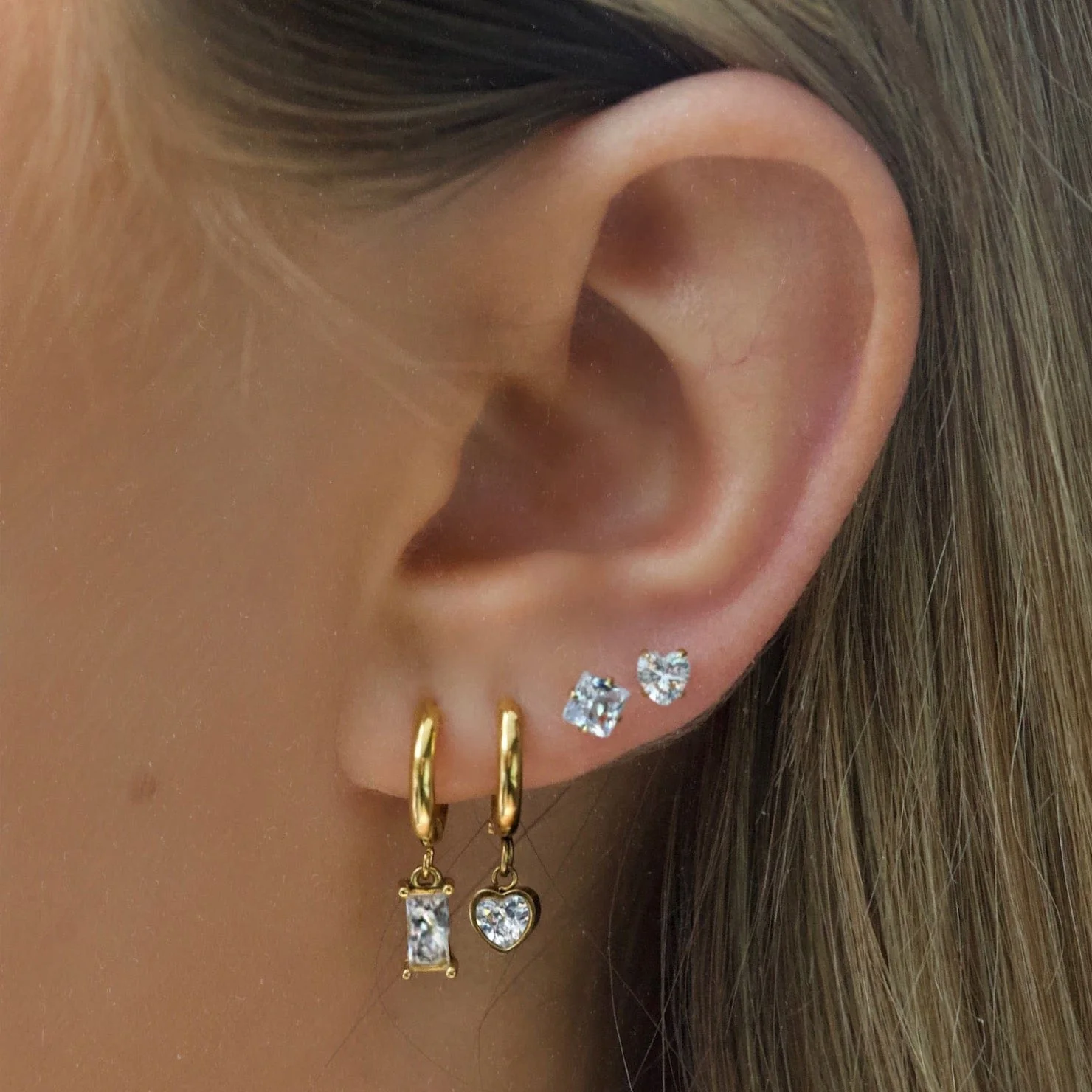 Angelina Heart Hoop Earrings - Image 3