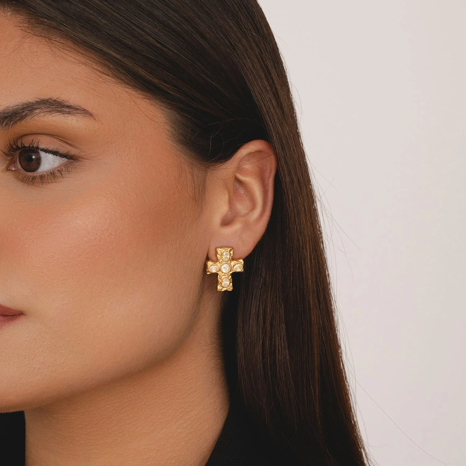 Arden Cross Stud Earrings - Image 2