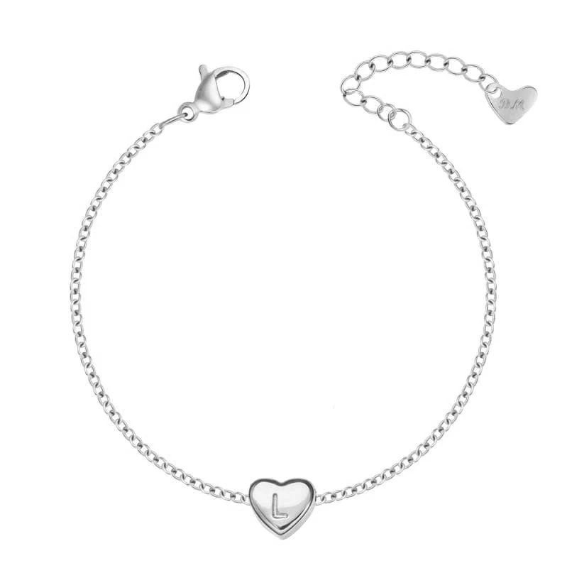 Dainty Heart Initial Bracelet - Image 4