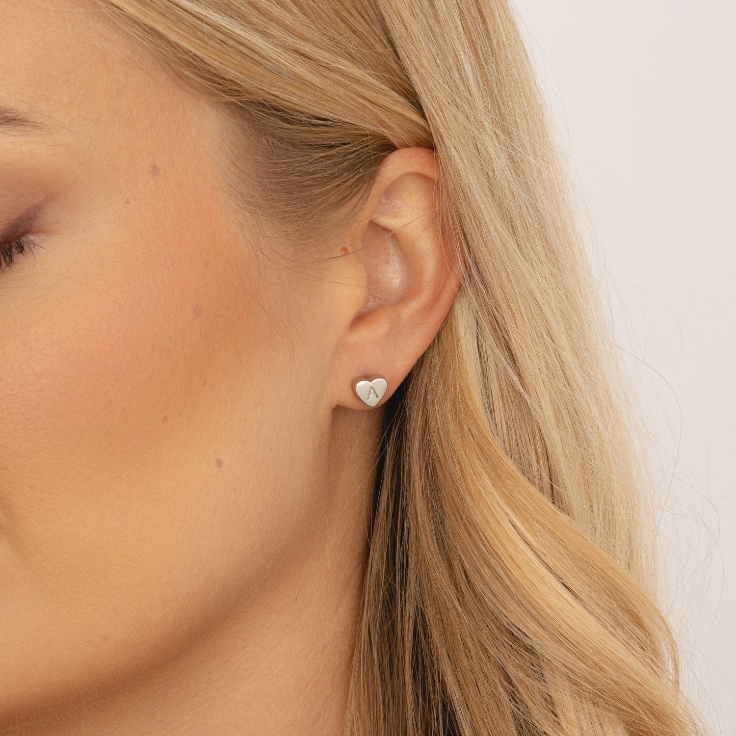Dainty Heart Initial Earrings - Image 2
