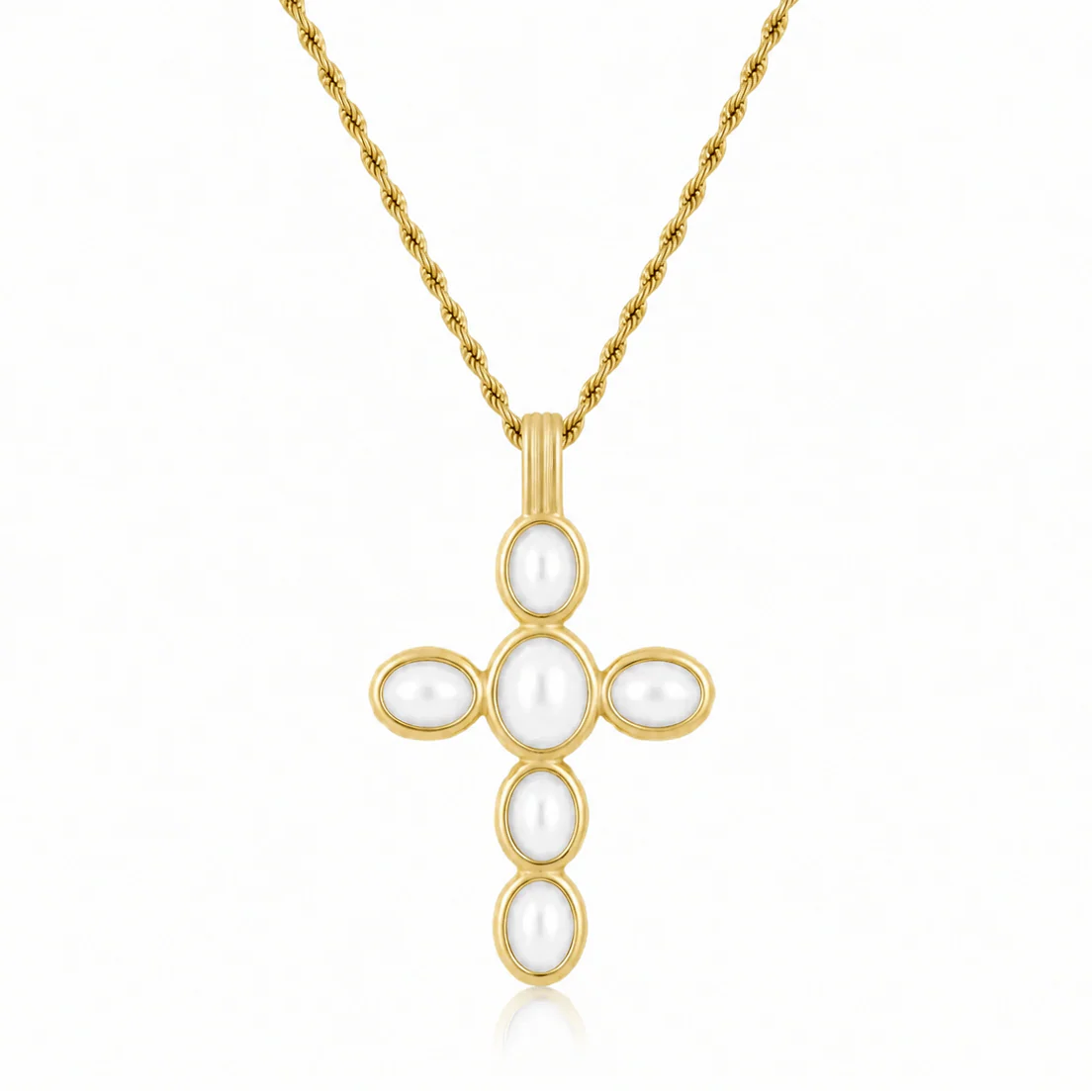 Delilah Pearl Cross Necklace