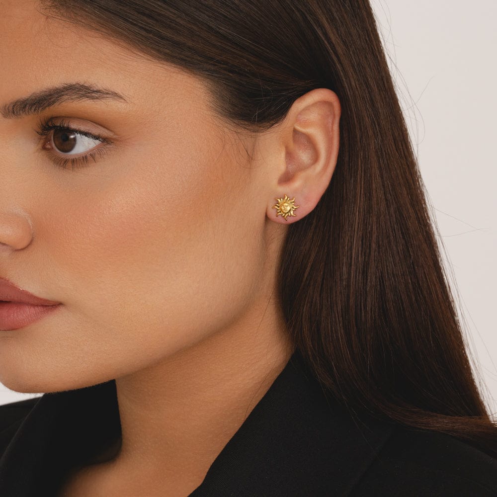 Gilded Sun Stud Earrings - Image 2