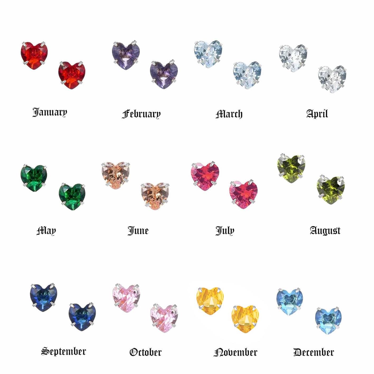 Heart Birthstone Earrings - Image 19