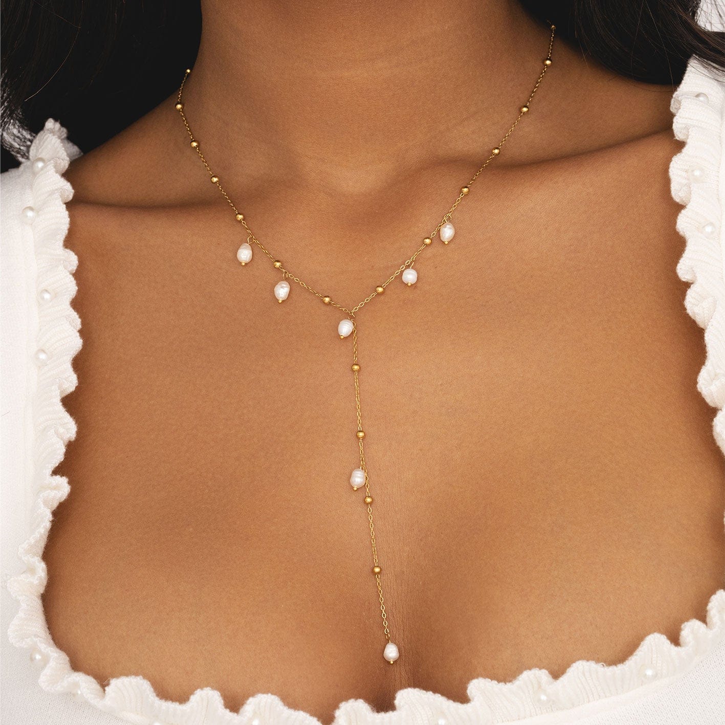 Ivie Pearl Lariat Necklace - Image 2