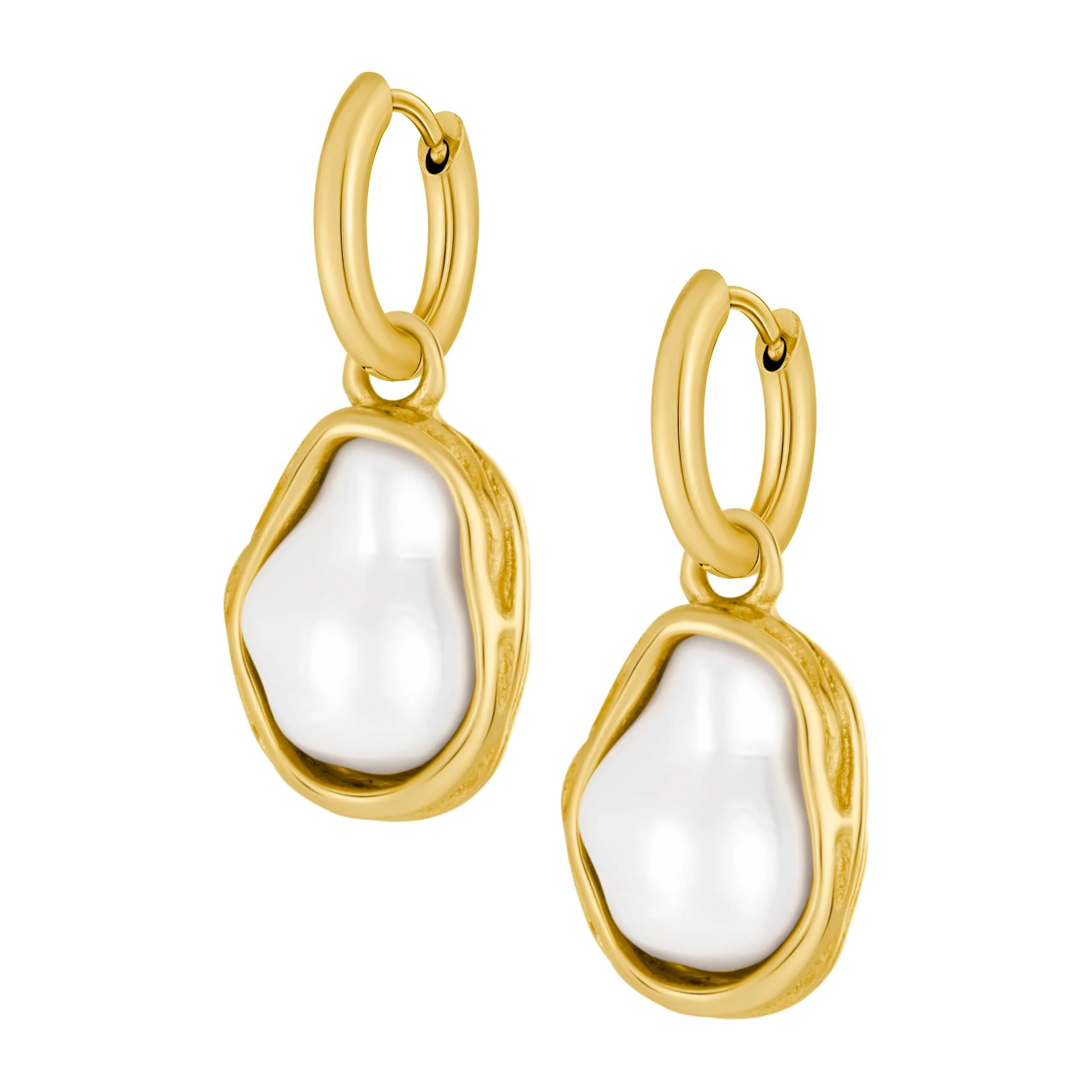 Laurel Pearl Hoop Earrings