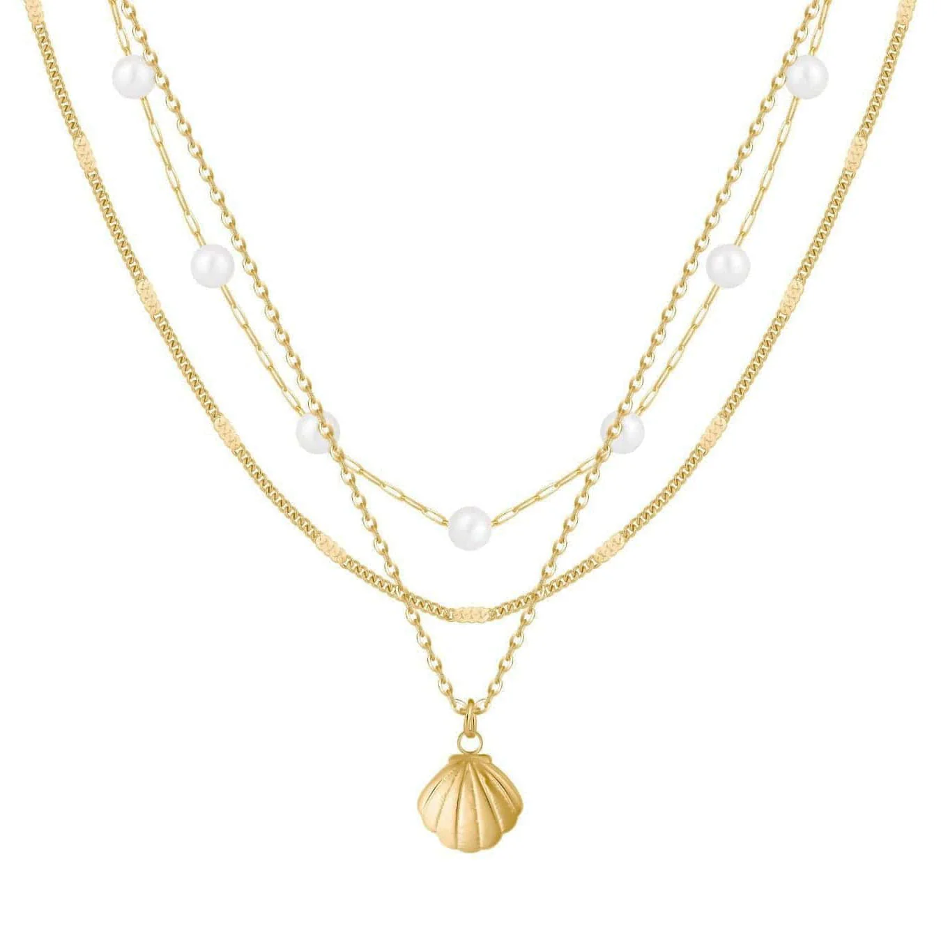 Oasis Pearl Shell Layered Necklace