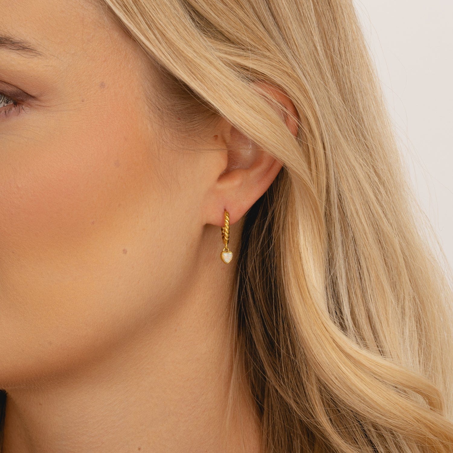 Tilly Heart Opal Hoop Earrings - Image 2