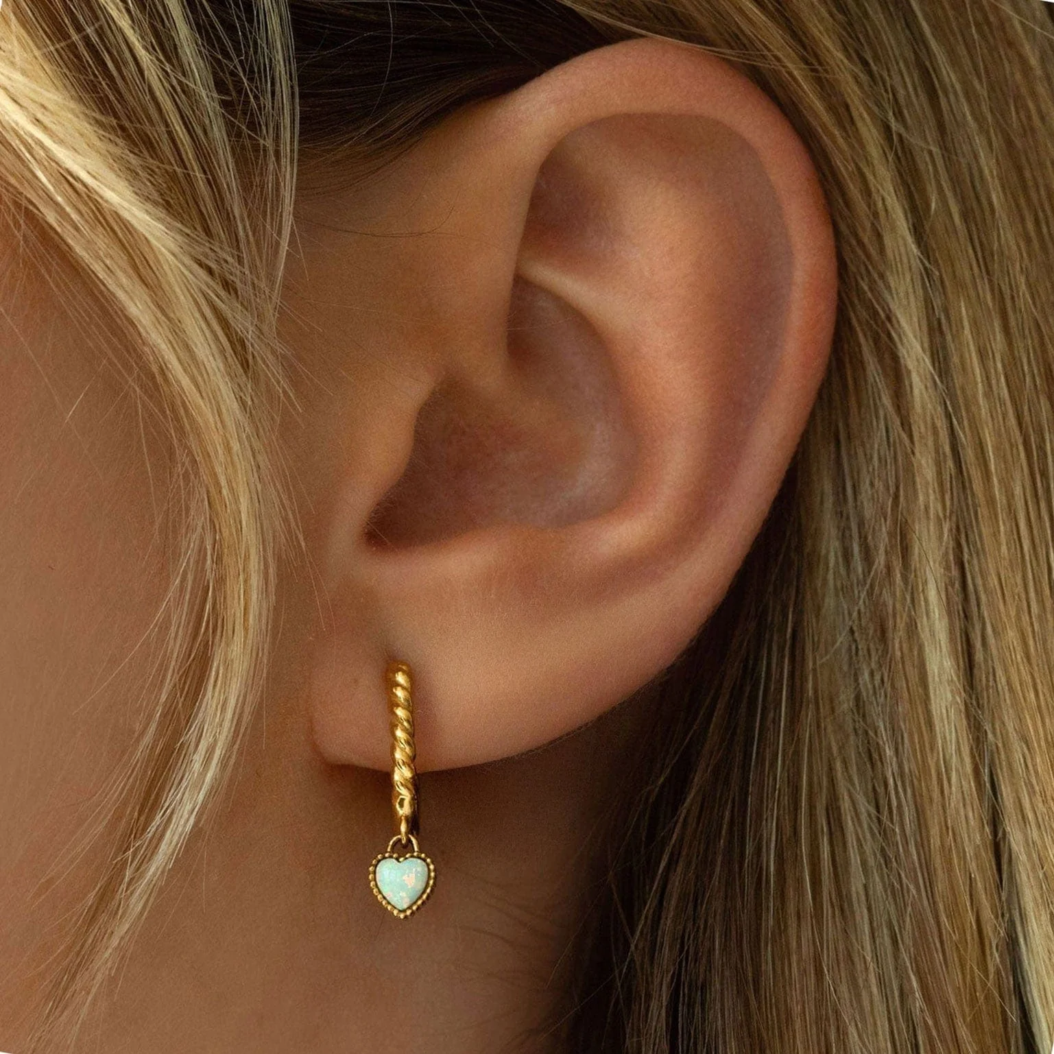 Tilly Heart Opal Hoop Earrings - Image 3