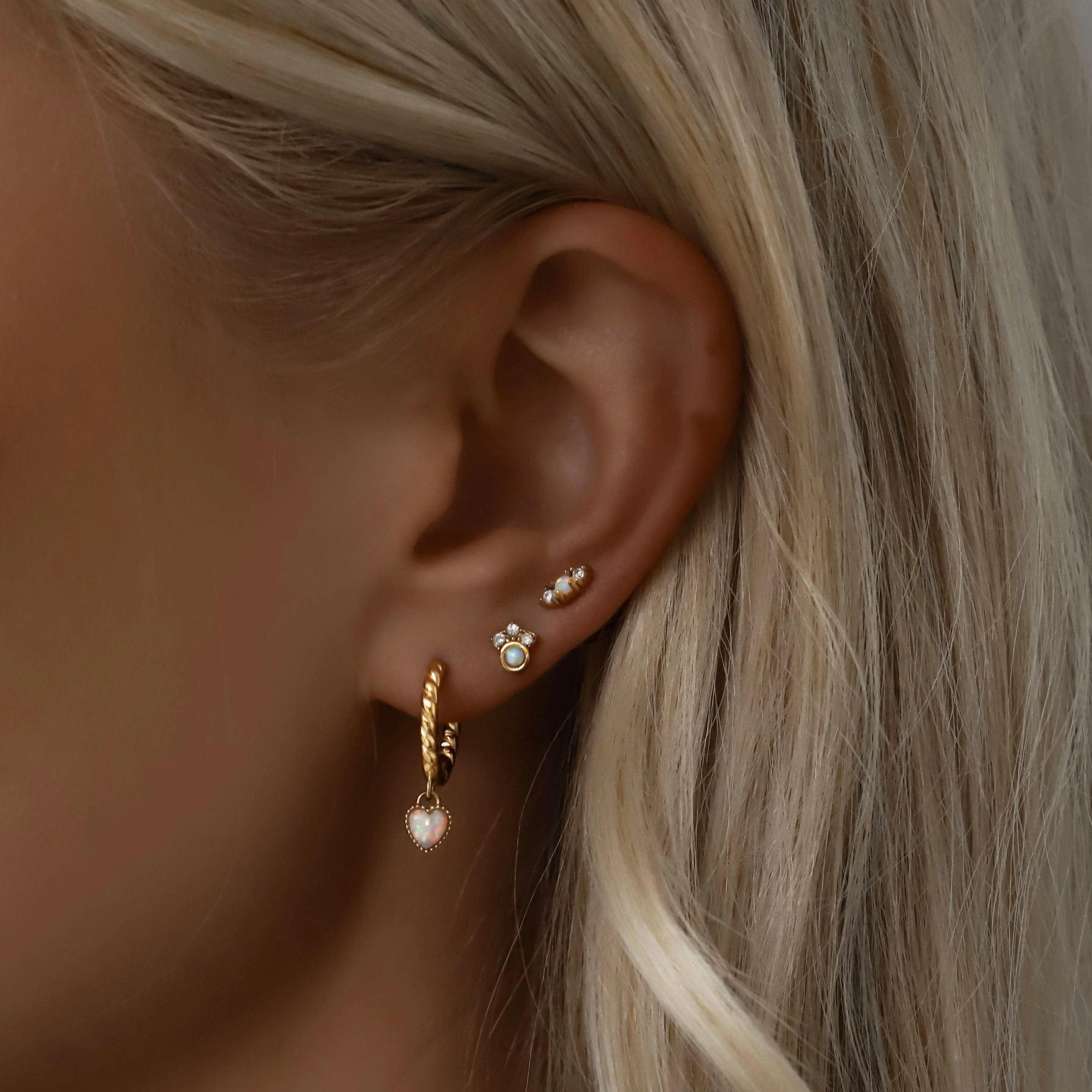 Tilly Heart Opal Hoop Earrings - Image 4