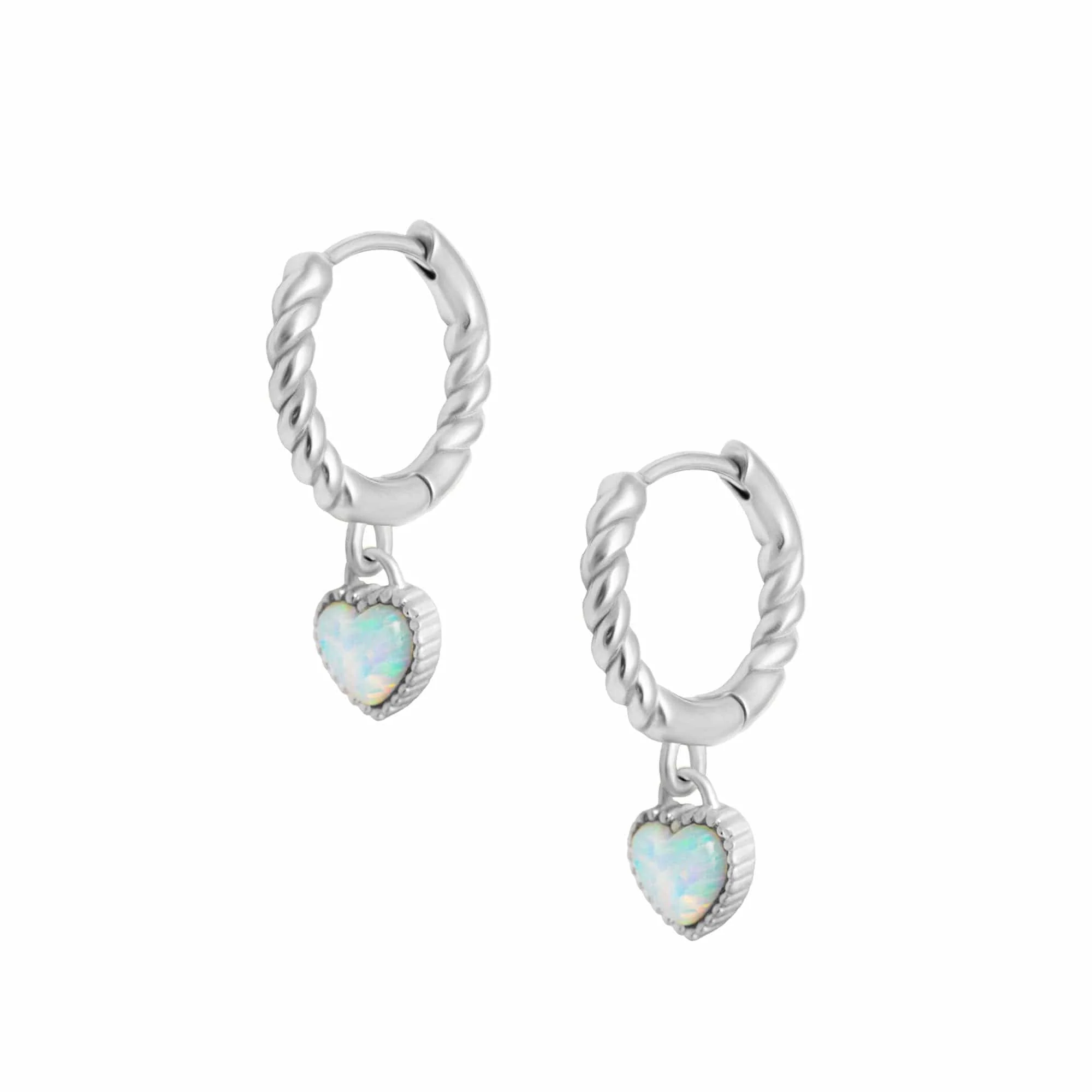 Tilly Heart Opal Hoop Earrings - Image 8